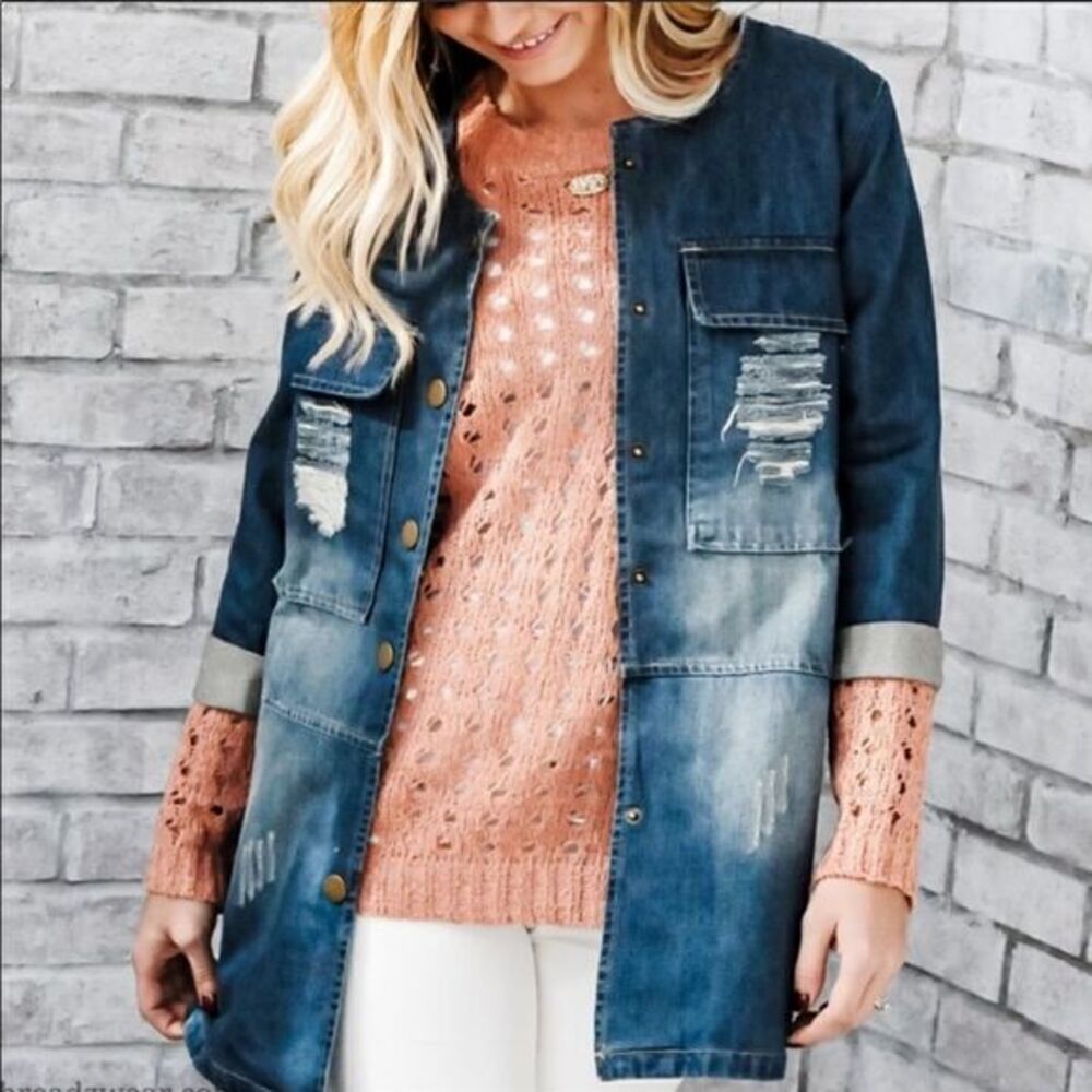 Distressed Denim Jacket - Picture 3 of 16